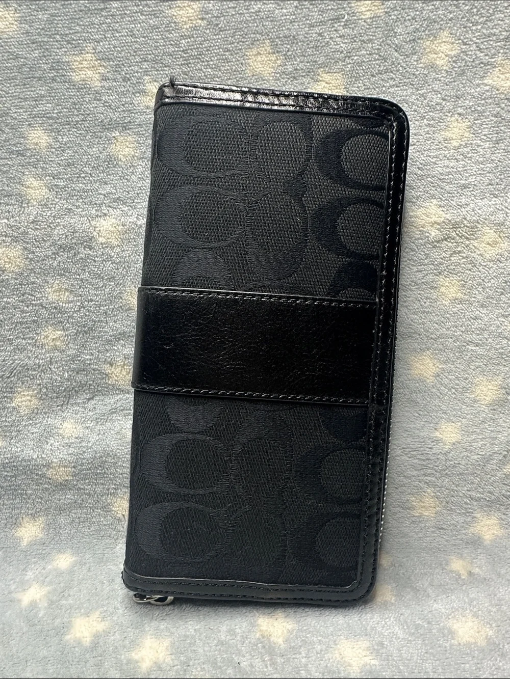 Coach Black Signature Continental Card Holder Wallet